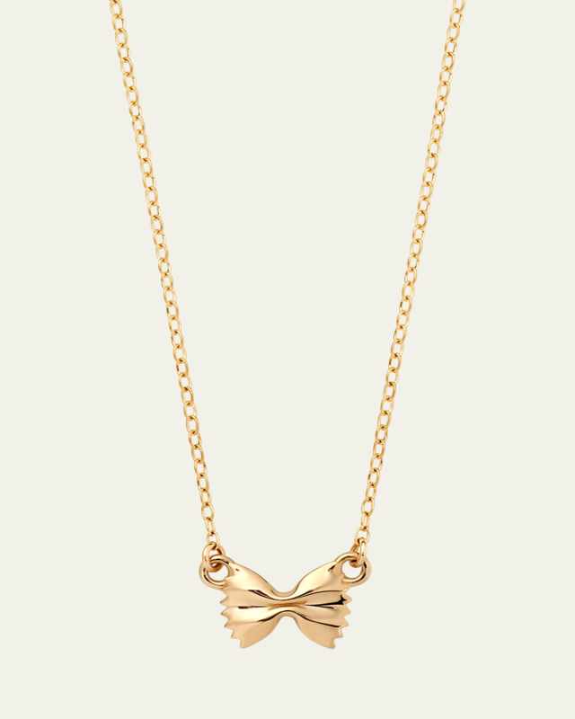 14K Yellow Gold Mini Bowtie Necklace, 16-18"L